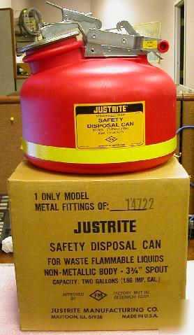 New justrite safety disposal can 2GAL - .