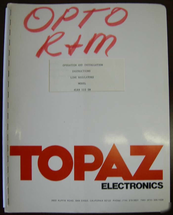 Topaz 4LRB-115-sn line regulators manual