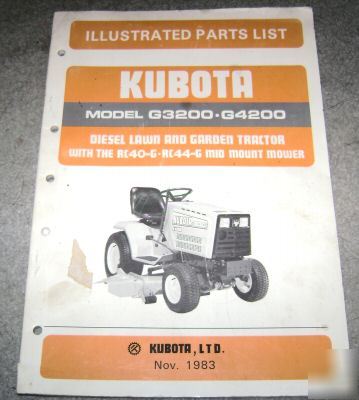 Kubota G3200 G4200 lawn tractor part catalog manual