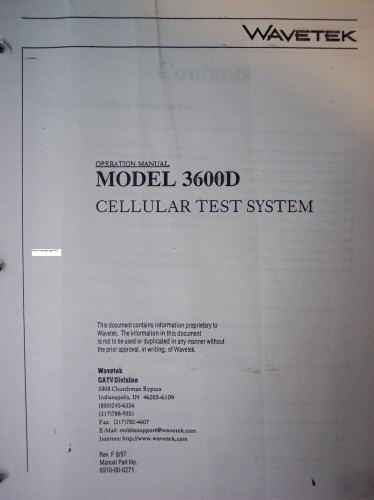 Cellular test system wavetek 3600D w/copy of manual