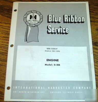 Ih tractor d-188 engine service manual 4-cylinder book