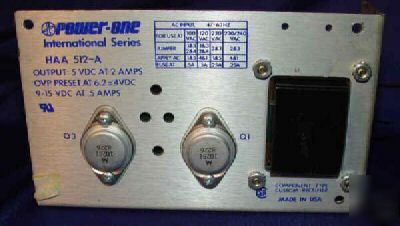 Power-one dual output dc power supply 5 v & 9-15 vdc