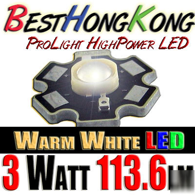 High power led set of 500 prolight 3W warm white 114LM