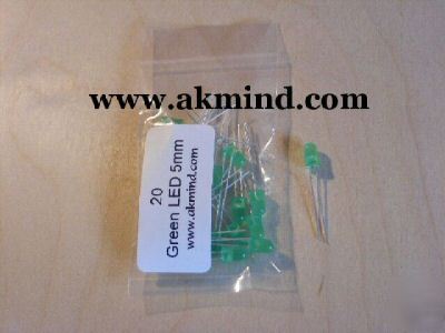 Pack of 20 green leds (5MM)