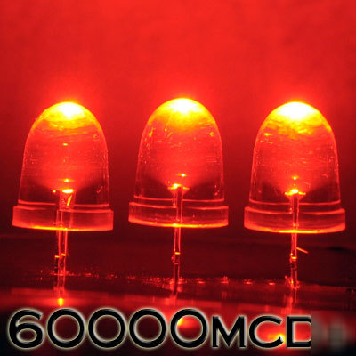 Red led set of 500 super bright 10MM 60000MCD+ f/r