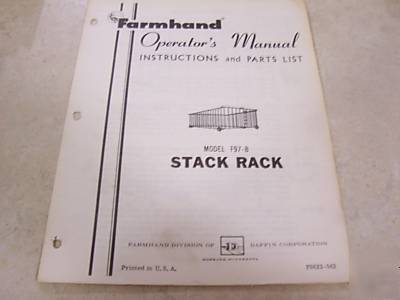 Farmhand stack rack F97-b operator's manual