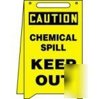 Free standing fold up sign yellow caution chemical spil