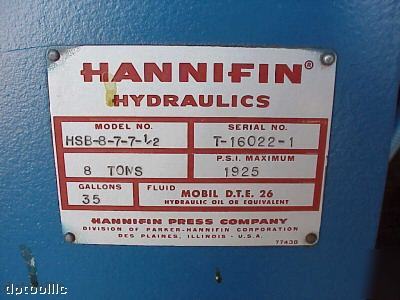 8 ton parker hannifin hydralic press good condition