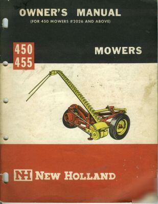 New holland 450 455 mowers owners manual 451 456 parts