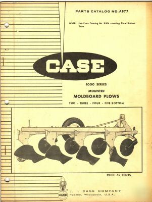 Original case 1000 ser. moldboard plow parts catalog 
