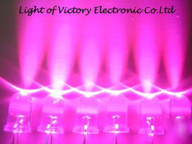 100 x 5MM pink led lamp 10,000MCD + 100 free resistor