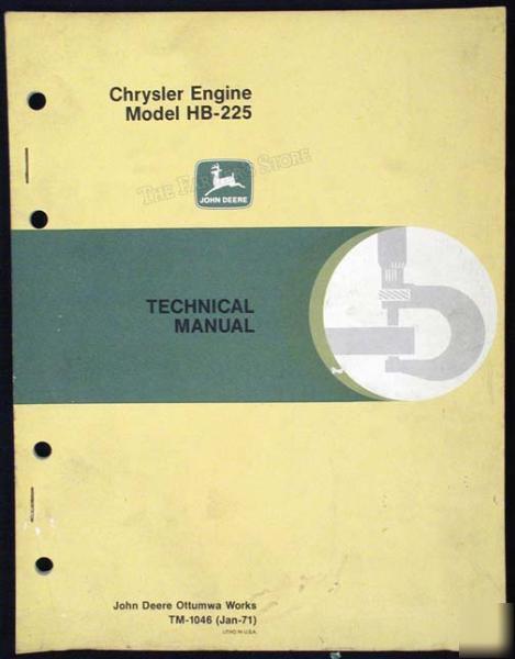 John deere chrysler engine hb 225 technical manual