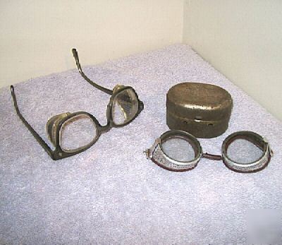 Vintage collectible safety glasses & saftey goggles/tin