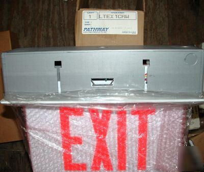 New pathway LTEX1CRW edge lit led exit sign in box