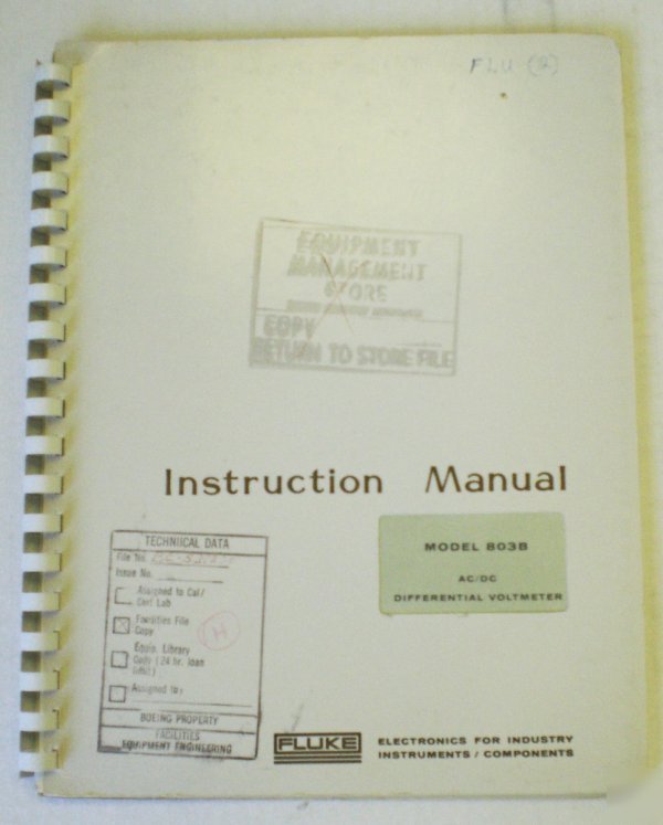 Fluke 803B ac/dc differential voltmeter manual Â©1962