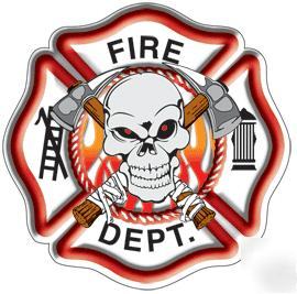 Sticker fire firefighter fd skull maltese cross