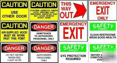 Osha caution safety exit danger signs i have them all