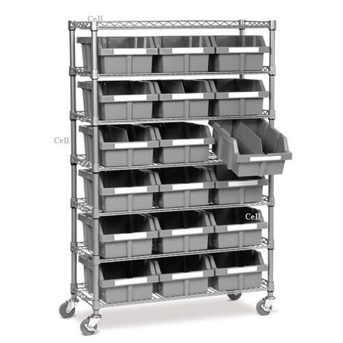 Bin parts storage rack steel shelf shelving - 18 bins 