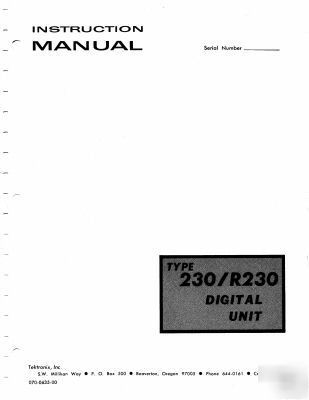 Tek tektronix 230 R230 230/R230 digital unit manual