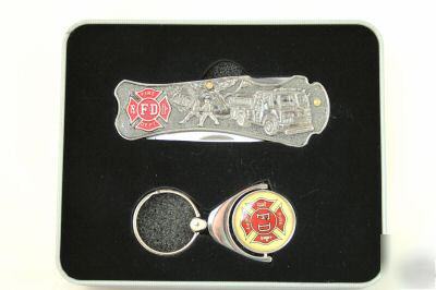 Firefighter knife & keychain set. super nice fd