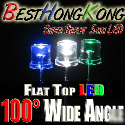 Green led set of 50 super bright 5MM wide 100 deg f/r