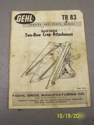 Gehl TR83 quick-switch two-row crop parts manual 