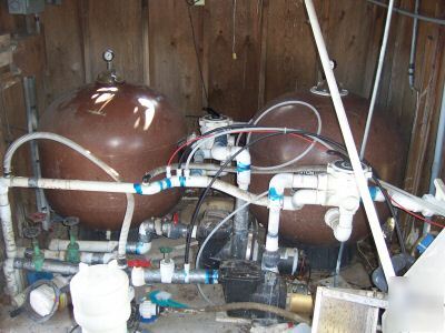 Entire ecolab pool pump house setup, commercial, hotel