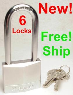 New 6 master locks,brass padlock,gate/chest/box lock