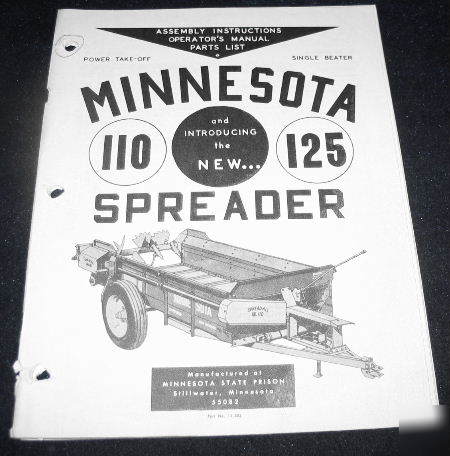 Minnesota no 110 125 spreaders single beater