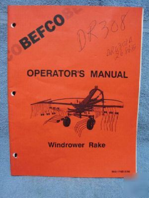 Befco windrower rake operator parts manual
