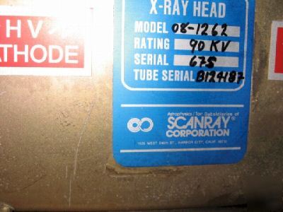 New scanray x-ray tube head mdl# 08-1262 ** **