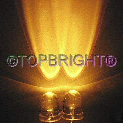 New 500 pcs 8MM wide angle 45KMCD yellow led f/r 40Â° 