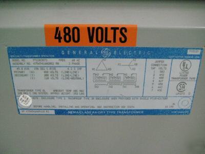 Ge transformer 9T23B3873 45 kva 45KVA 480 / 208 / 120 v