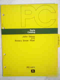 John deere 275 rotary snow plow parts catalog-nice 