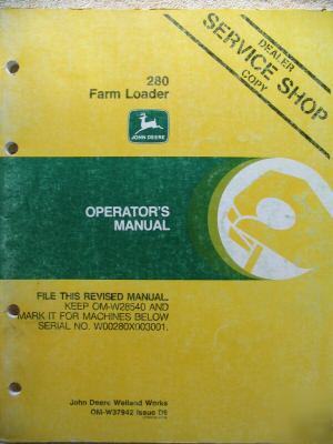 John deere 280 loader for 4450 4640 4650 4840 4850 ops