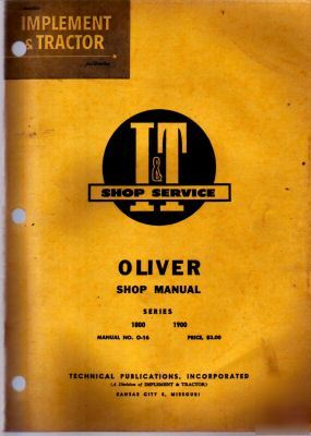 Oliver tractor shop manual 1800 1900