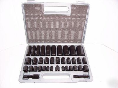 38 pc deep & shallow air impact socket set metric & sae