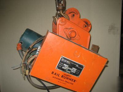 Lo-hed rail runner monorail tractor 2 ton capacity 1/2
