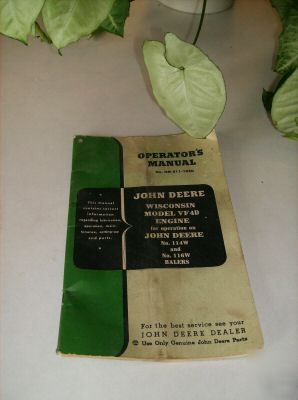 John deere operator's manual, wisconsin engin,-balers