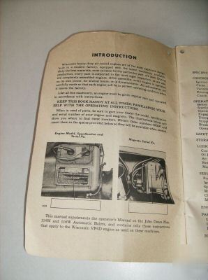 John deere operator's manual, wisconsin engin,-balers