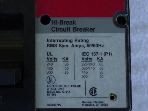 General electric industrial circuit breaker 500 amp 