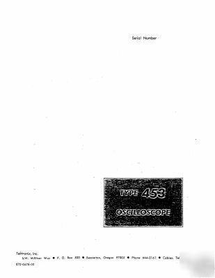 Tek tektronix 453 oper & service manual (commerical)