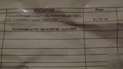 Fisher pressure release valve