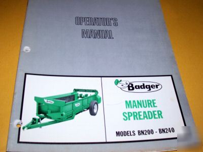 Badger manure spreader models BN200-BN240 oper man