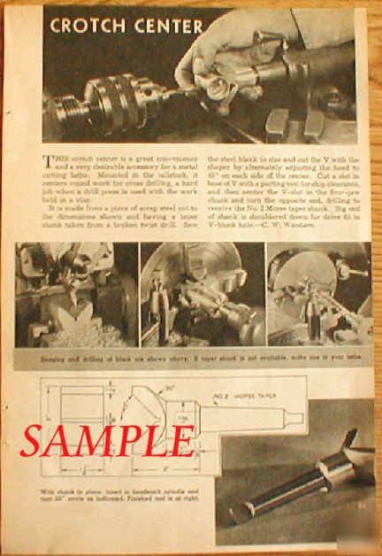 Metal lathe tailstock crotch center plans
