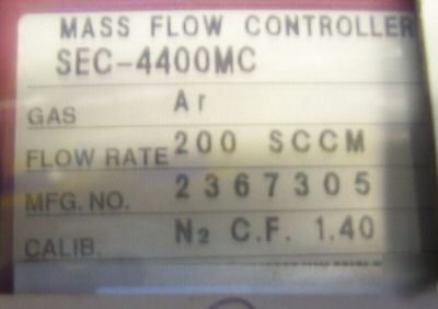  stec mass flow controller sec-4400MC ar 200 sccm