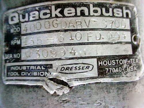 Dressler/quackenbush 4 hp positive feed pneumatic drill