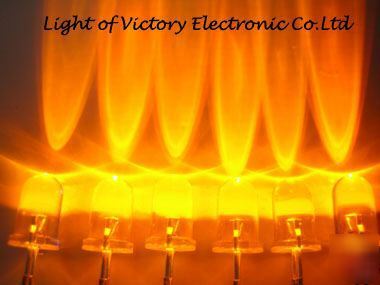 New 100 brightest 5MM amber led 25,000 mcd f/resistors 