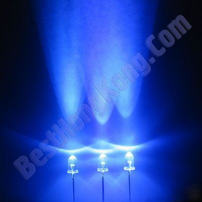 Blue led set of 100 ultra bright 5MM 10000MCD+ f/r