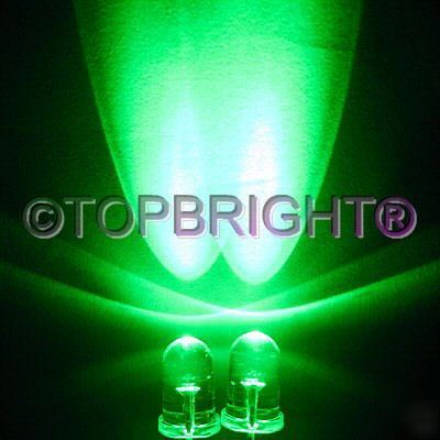 New 100 pc megabright green led 5MM 40,000MCD free r&sh